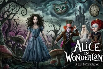 Alice Csodaországban 2010 film - Alice és ikonikus szereplők.