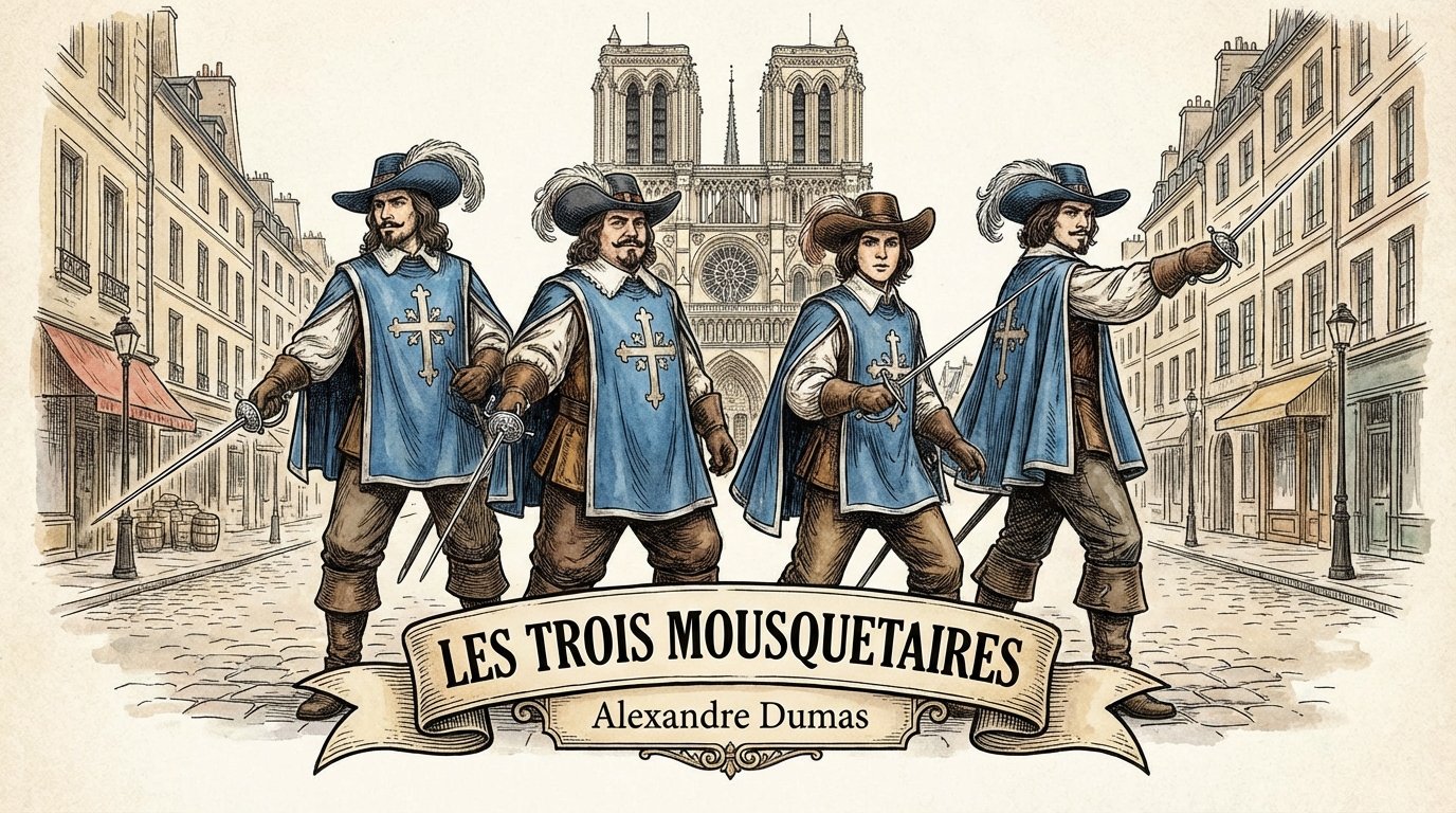 A három testőr karakterei, steampunk stílusban, Párizsban.