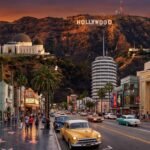Hollywood ikonikus látképe a Griffith Obszervatóriummal és a Hollywood felirattal