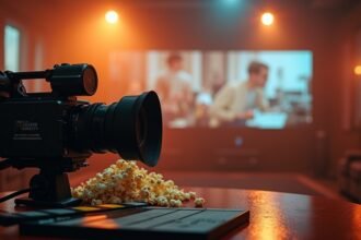 Kamera és popcorn egy filmes estére készülve