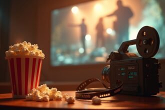 Popcorn and camera at a film screening