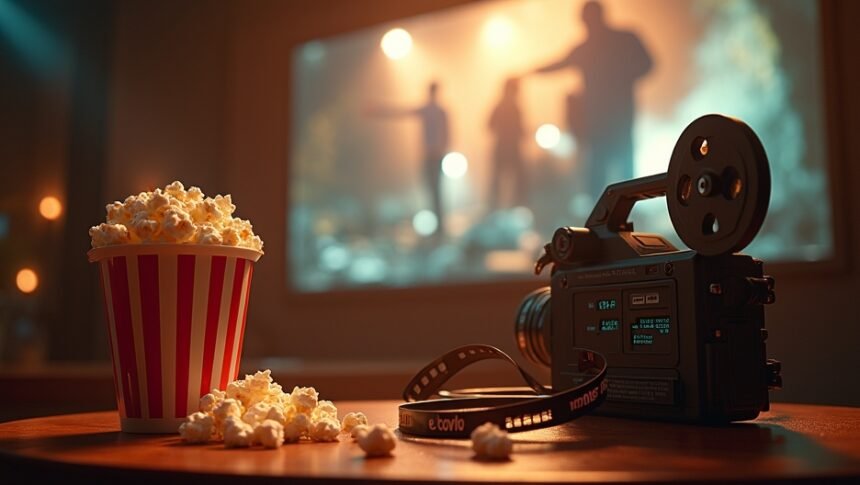 Popcorn and camera at a film screening