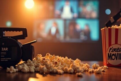 Klasszikus filmes kellékek: popcorn és kamera az estére.