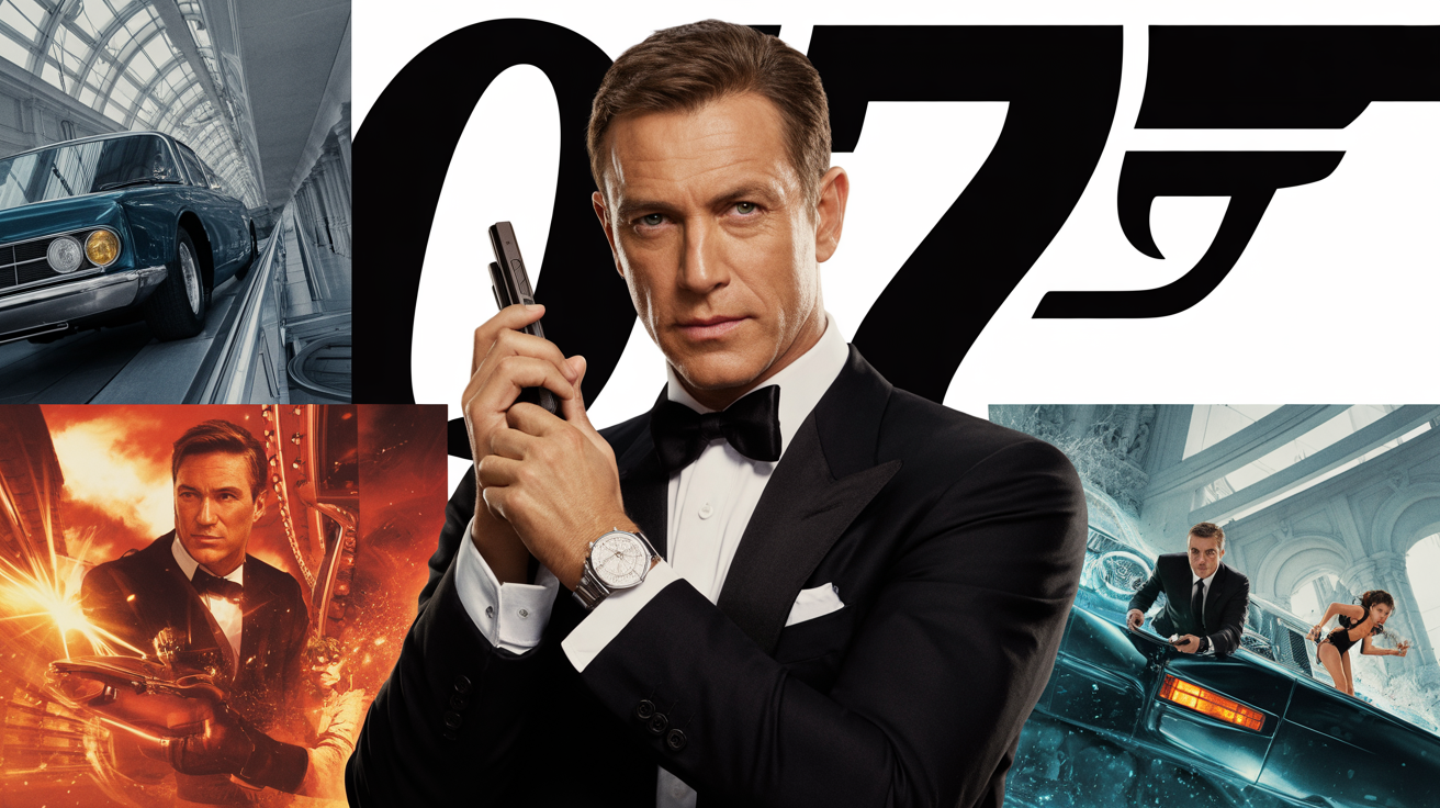 James Bond filmek ikonikus karakterei és gépjárművei.