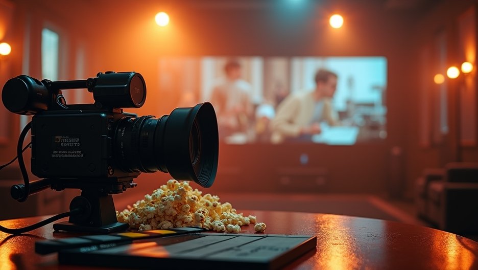 Kamera és popcorn egy filmes estére készülve