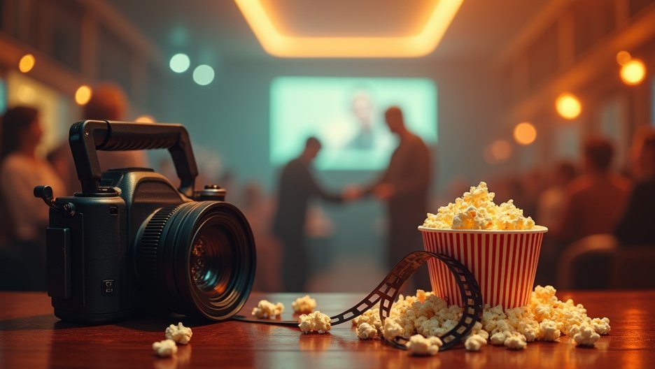 Kamera és popcorn egy filmes eseményen