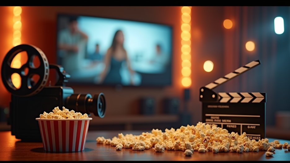 Filmnézéshez készült popcorn és filmes kamerák