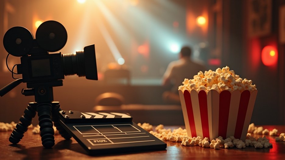 Film forgatás hangulata kamera és popcorn társaságában