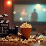 Klasszikus filmes éjszaka popcornnal és filmes klappal