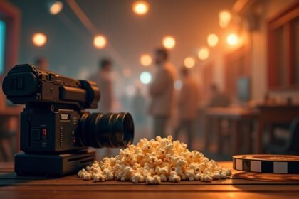 Holland színész filmhez készülő stúdiókép, popcornnal