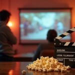 Filmpiknik: Popcorn és filmes jelenet a háttérben
