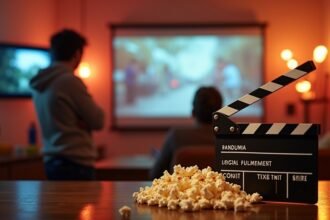 Filmpiknik: Popcorn és filmes jelenet a háttérben