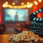 Filmes kellékek és popcorn egy moziban, Liam Neeson filmjeihez kapcsolódóan.