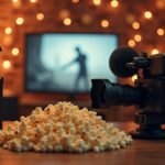 Filmklapka, kamera és popcorn egy filmes esthez