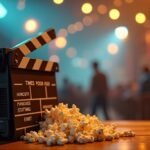 Filmkészítő eszközök és popcorn egy moziélményhez