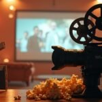 Régi filmes projektor és popcorn egy mozi estére