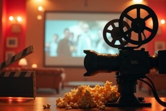 Régi filmes projektor és popcorn egy mozi estére
