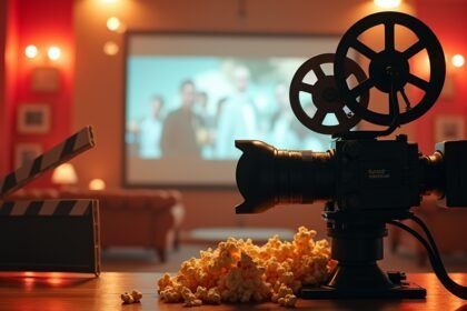 Régi filmes projektor és popcorn egy mozi estére