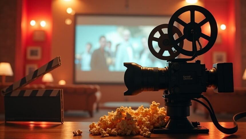 Régi filmes projektor és popcorn egy mozi estére