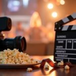 Pipere és filmes kellékek egy filmes éjszakához popcornnal