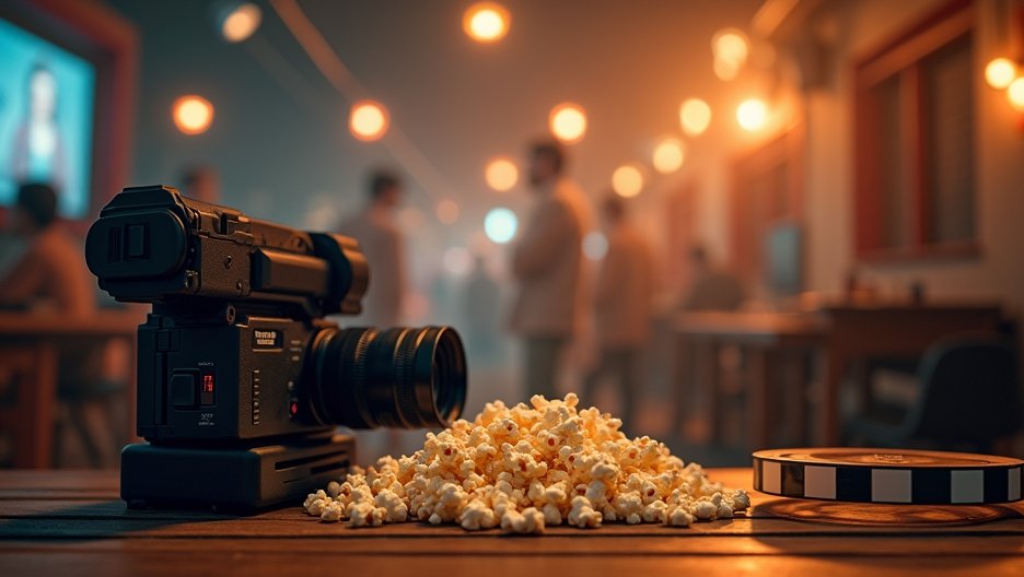 Holland színész filmhez készülő stúdiókép, popcornnal